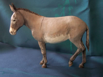 Krippenfigur Esel Holz
