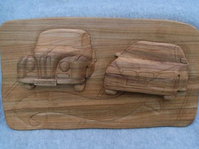 Frühstücksbrett Vesperbrett Relief Holz